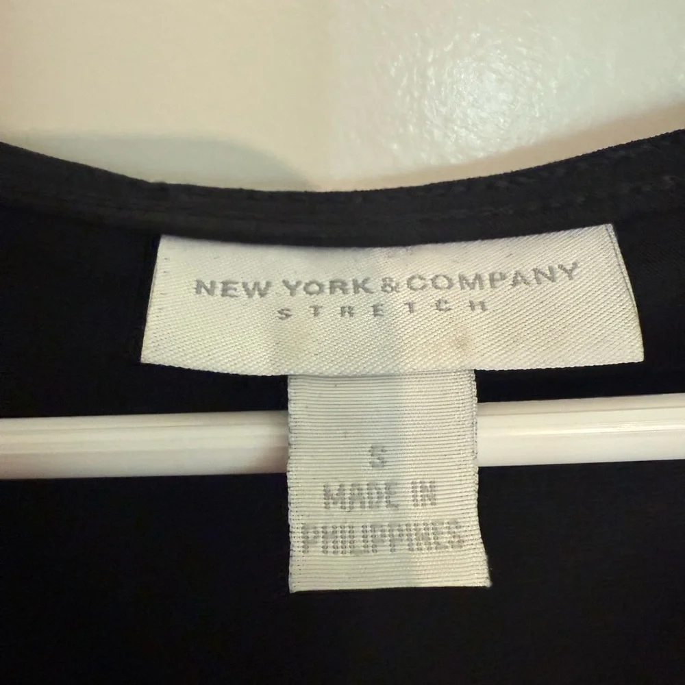 New York & Company Black Asymmetrical Ruched Sheath Dress - Picture 2 of 4